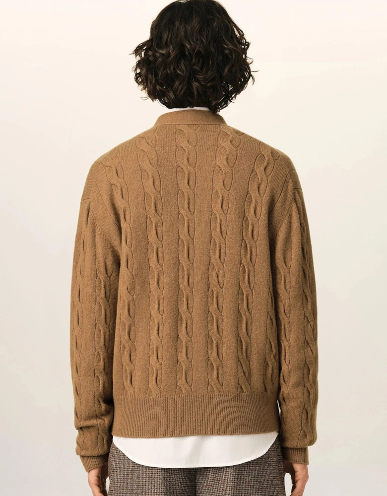 Cable Knit Cardigan Beige