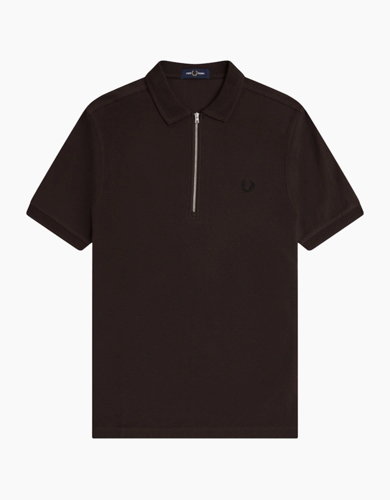 Fred Perry Ribbed Collar Crepe Pique Polo Shirt