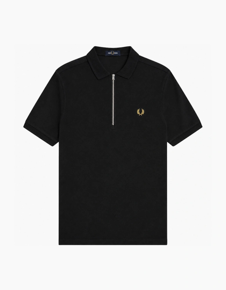 Fred Perry Ribbed Collar Crepe Pique Polo Shirt
