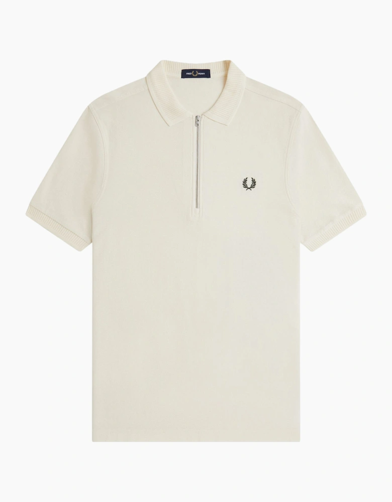 Fred Perry Ribbed Collar Crepe Pique Polo Shirt