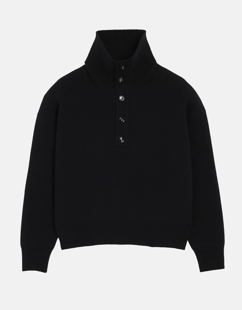 High Buttoned Collar Jacket Black