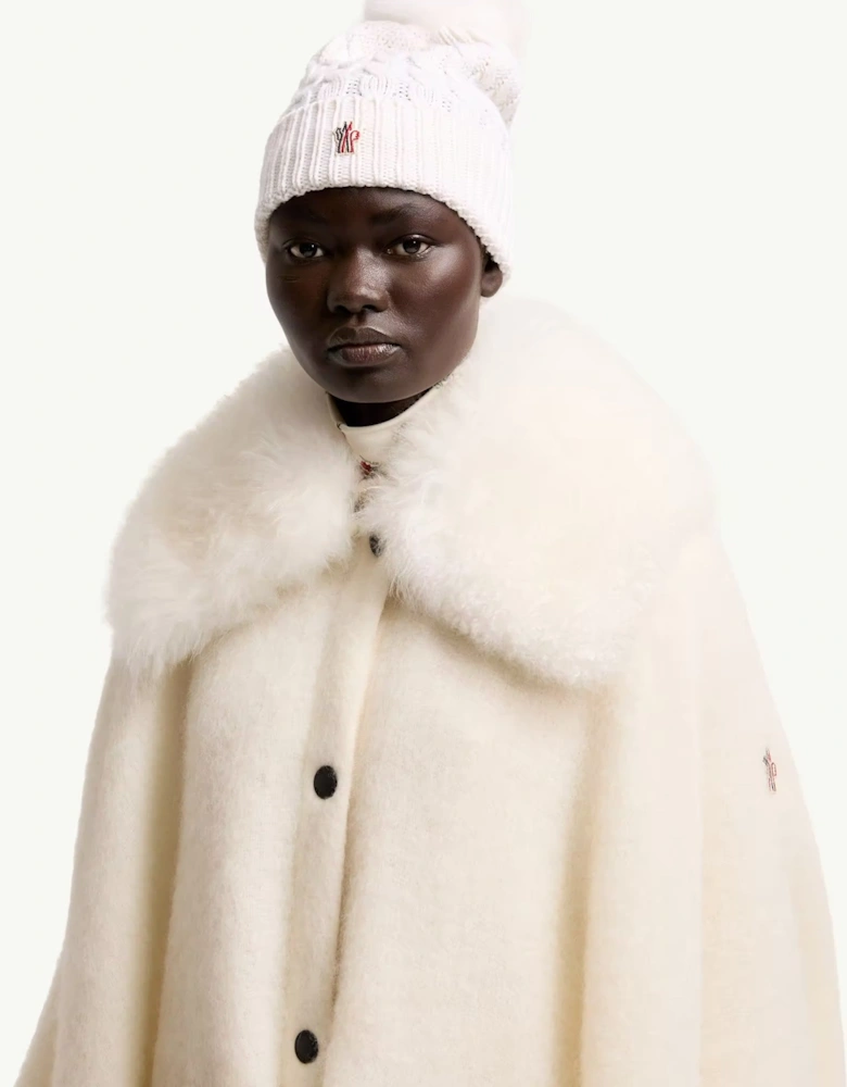 Cable Knit Bobble Hat White