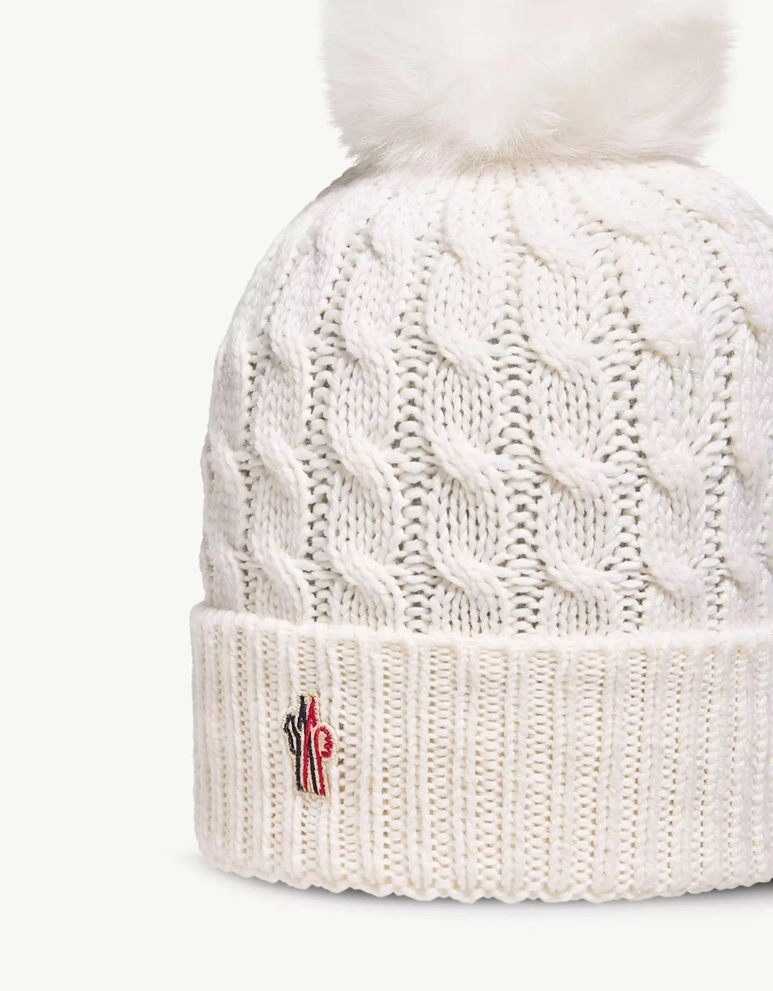 Cable Knit Bobble Hat White