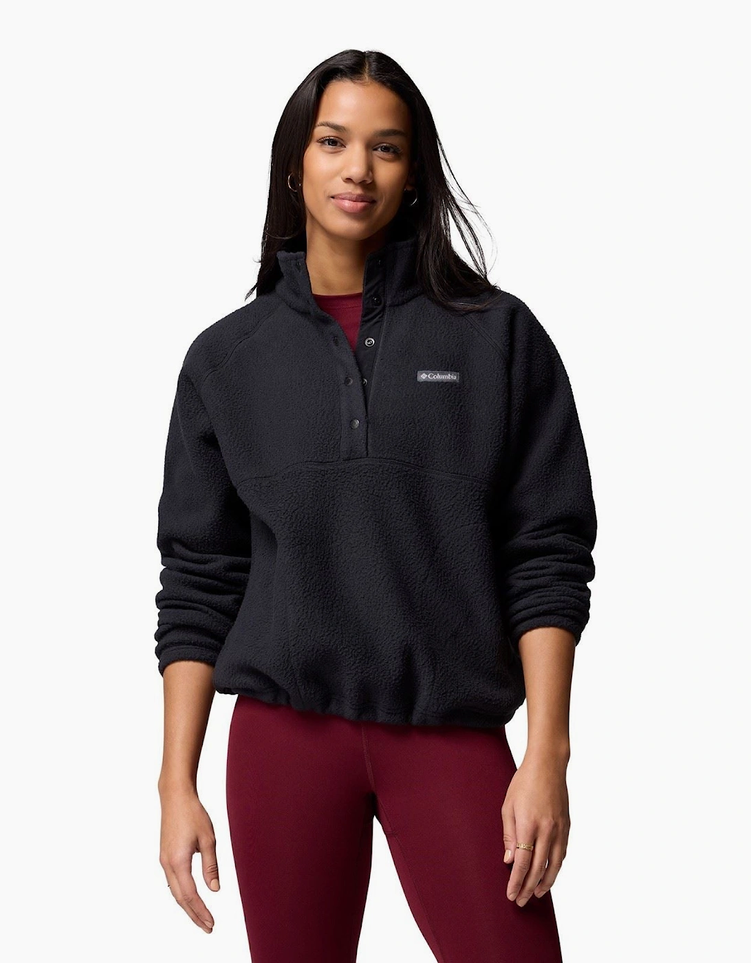 Columbia Jasper Ridge Pebbled Fleece Half Snap Polyester Women's Black Fleece Pullover