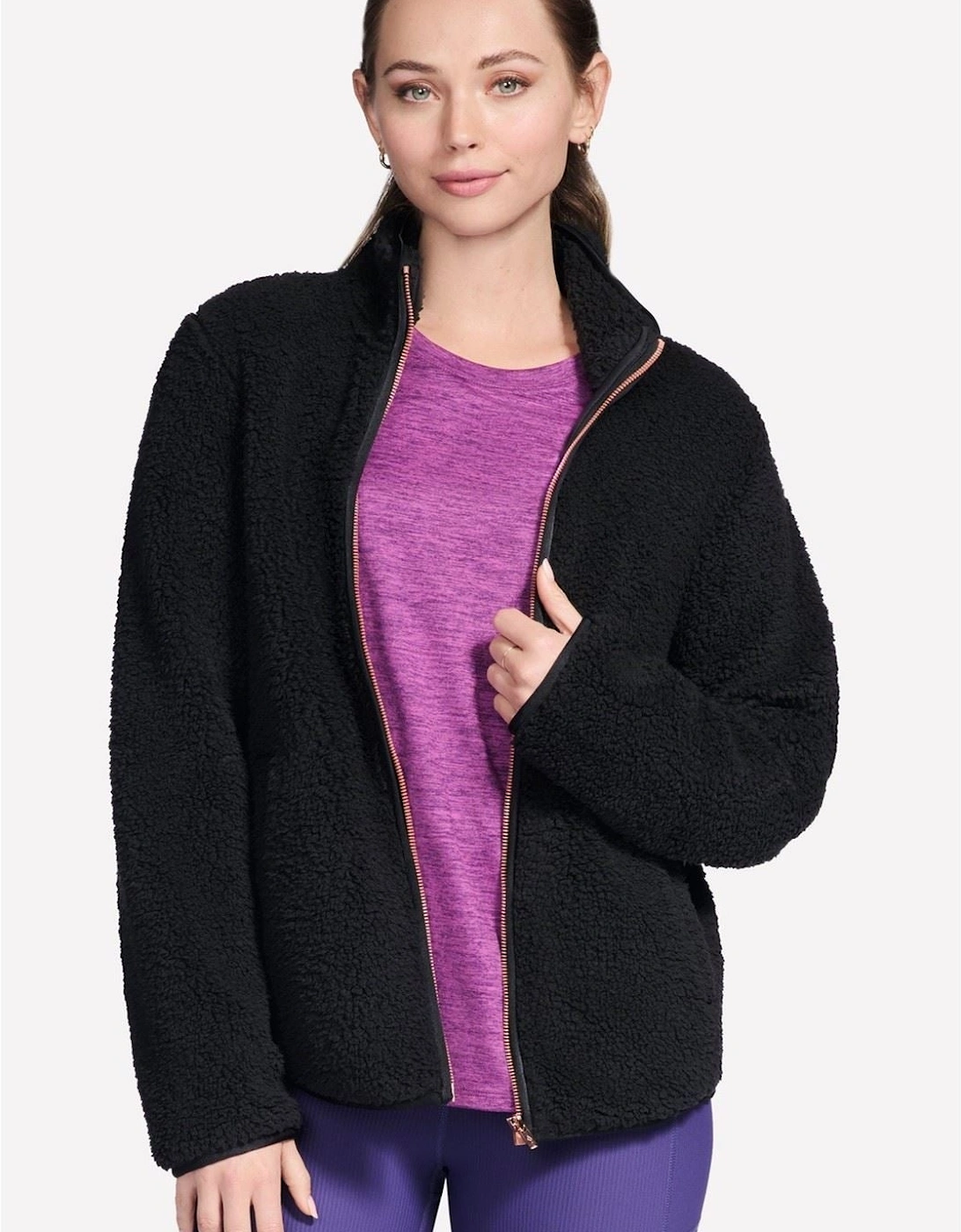 Skechers Skech-Sherpa Jacket Women's Black Fleece Jackets