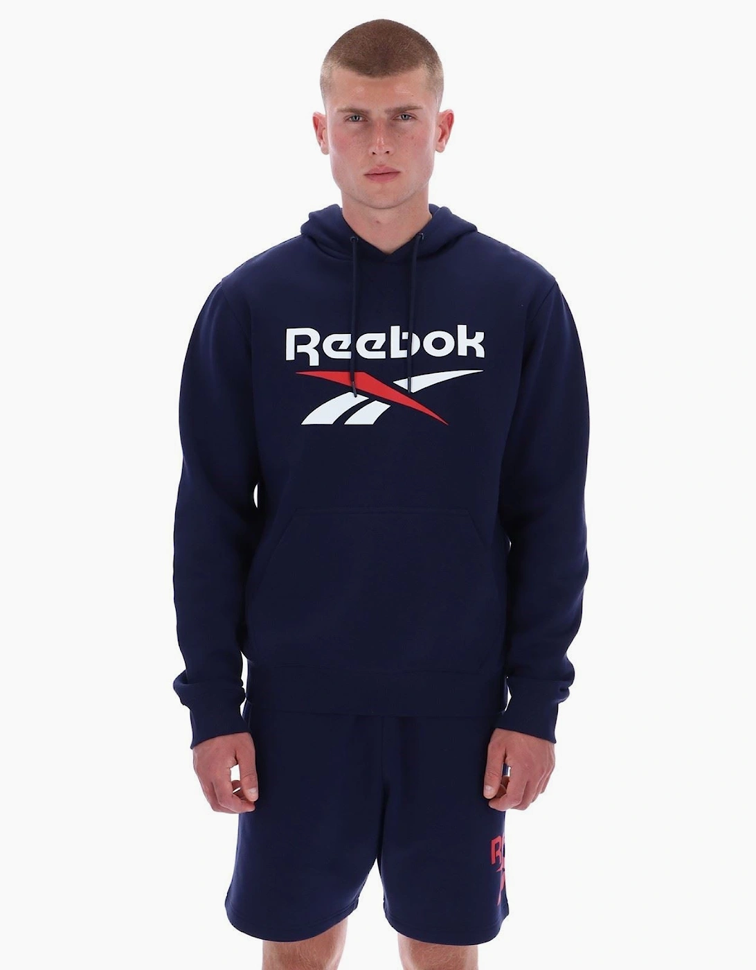 Reebok Trent 2-Col Logo Hoody Cotton Men's Blue Hooded Sweatshirt