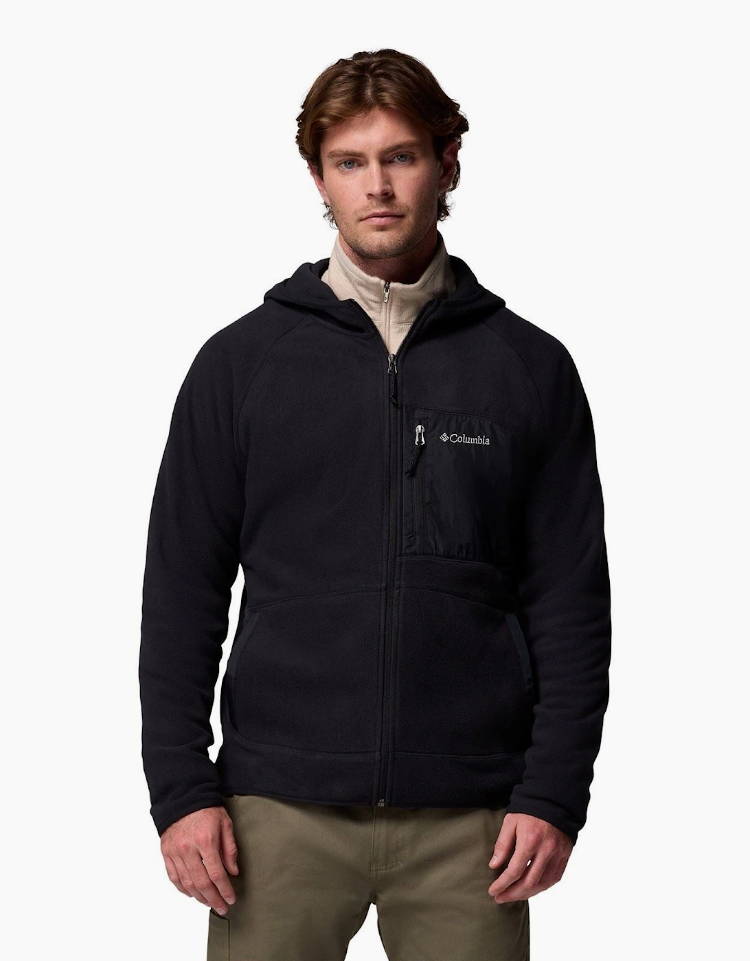 Columbia Fast Trek Overlay Hooded Full Zip Men's Black Fleece Jacket