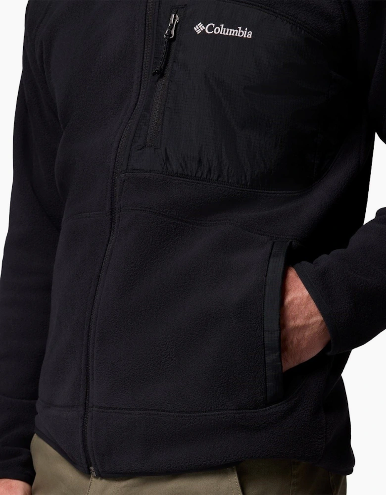 Columbia Fast Trek Overlay Hooded Full Zip Men's Black Fleece Jacket
