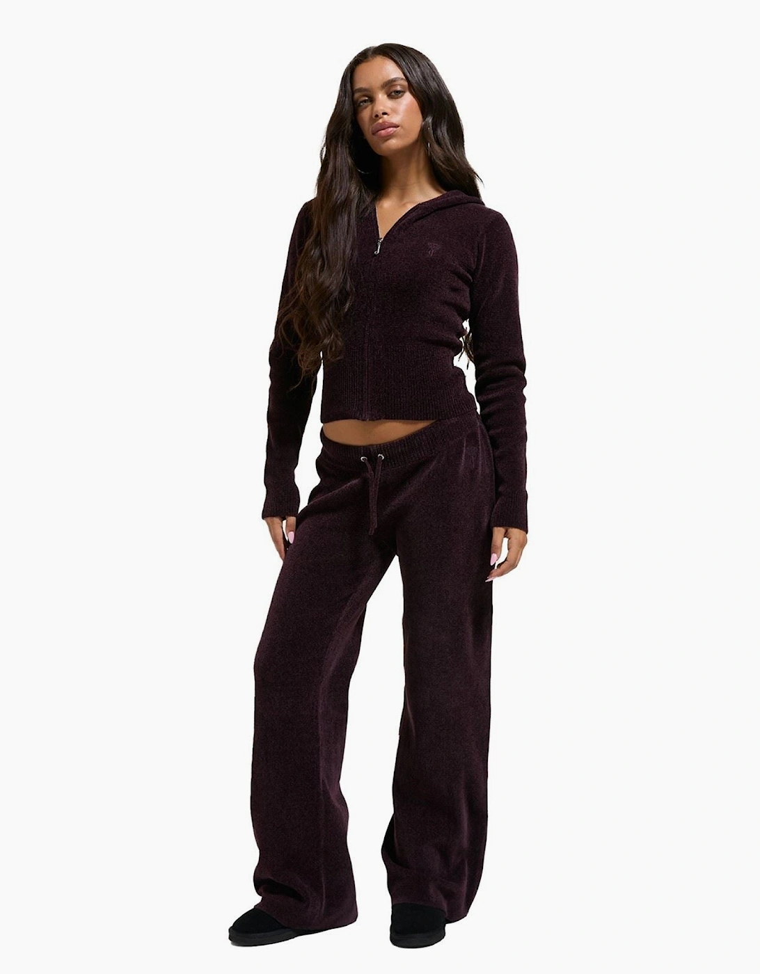 Juicy Couture Maya Knit Hoodie Women's Wine Hooded Sweatshirt