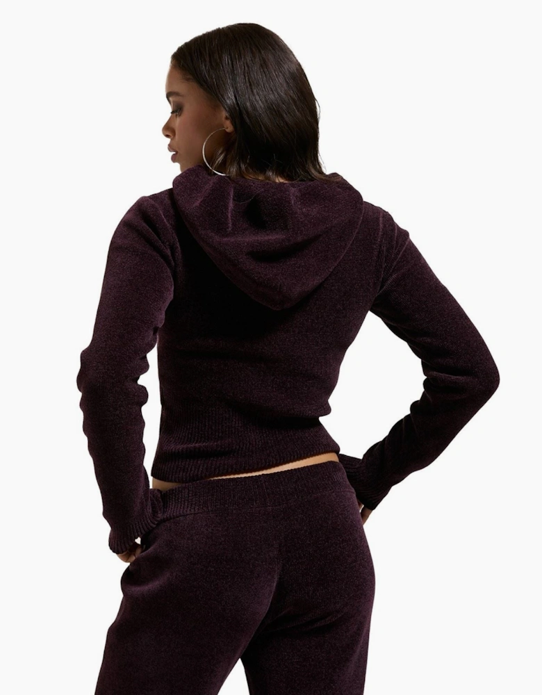 Juicy Couture Maya Knit Hoodie Women's Wine Hooded Sweatshirt