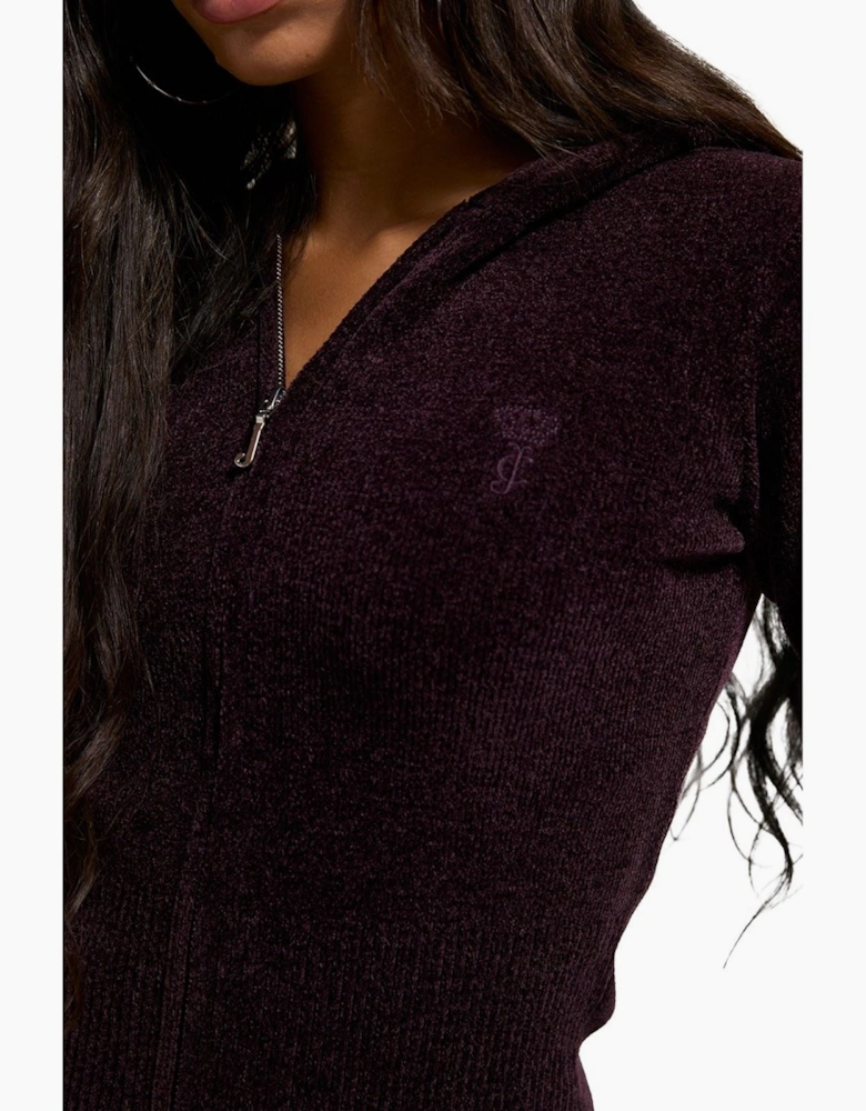 Juicy Couture Maya Knit Hoodie Women's Wine Hooded Sweatshirt