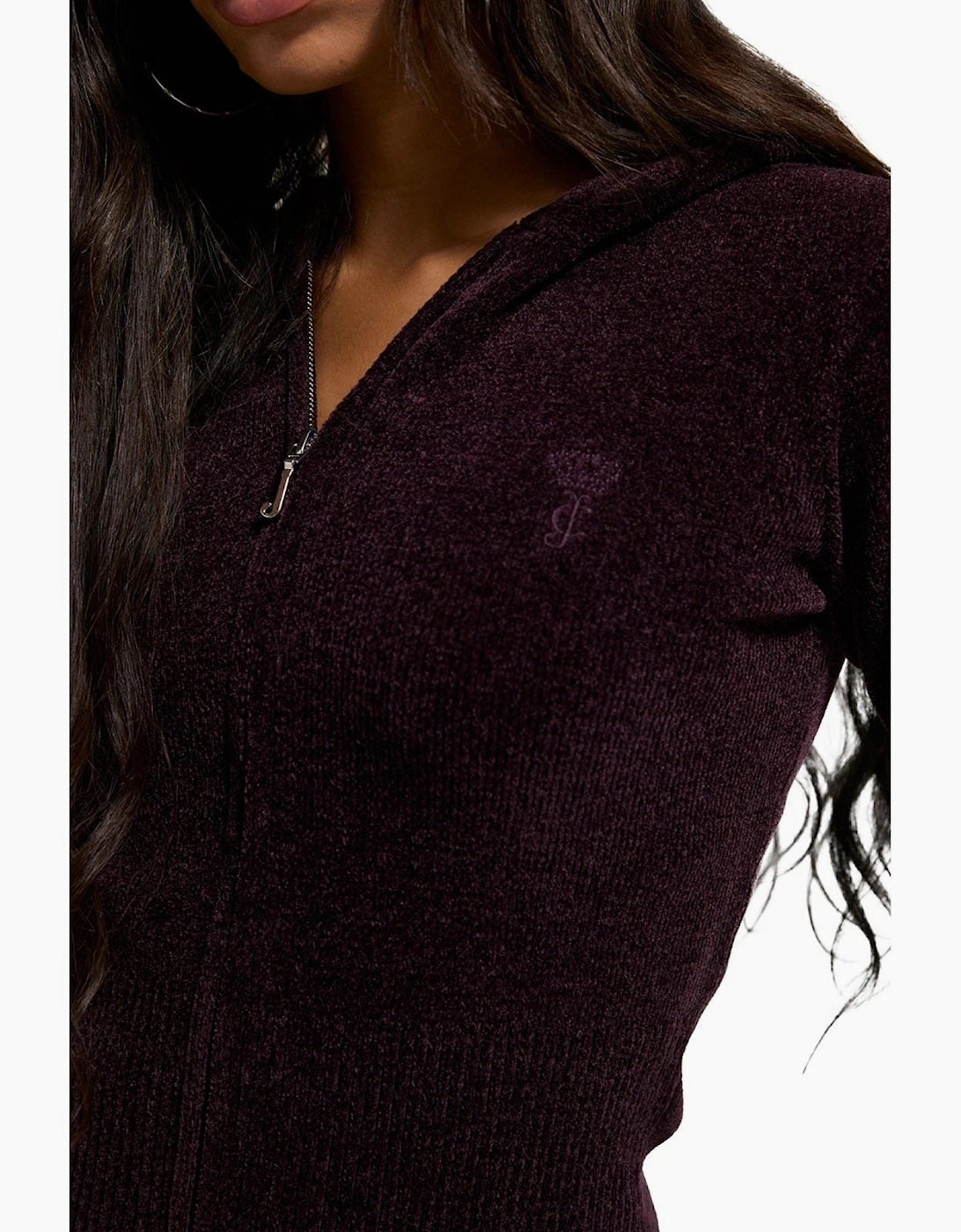 Juicy Couture Maya Knit Hoodie Women's Wine Hooded Sweatshirt