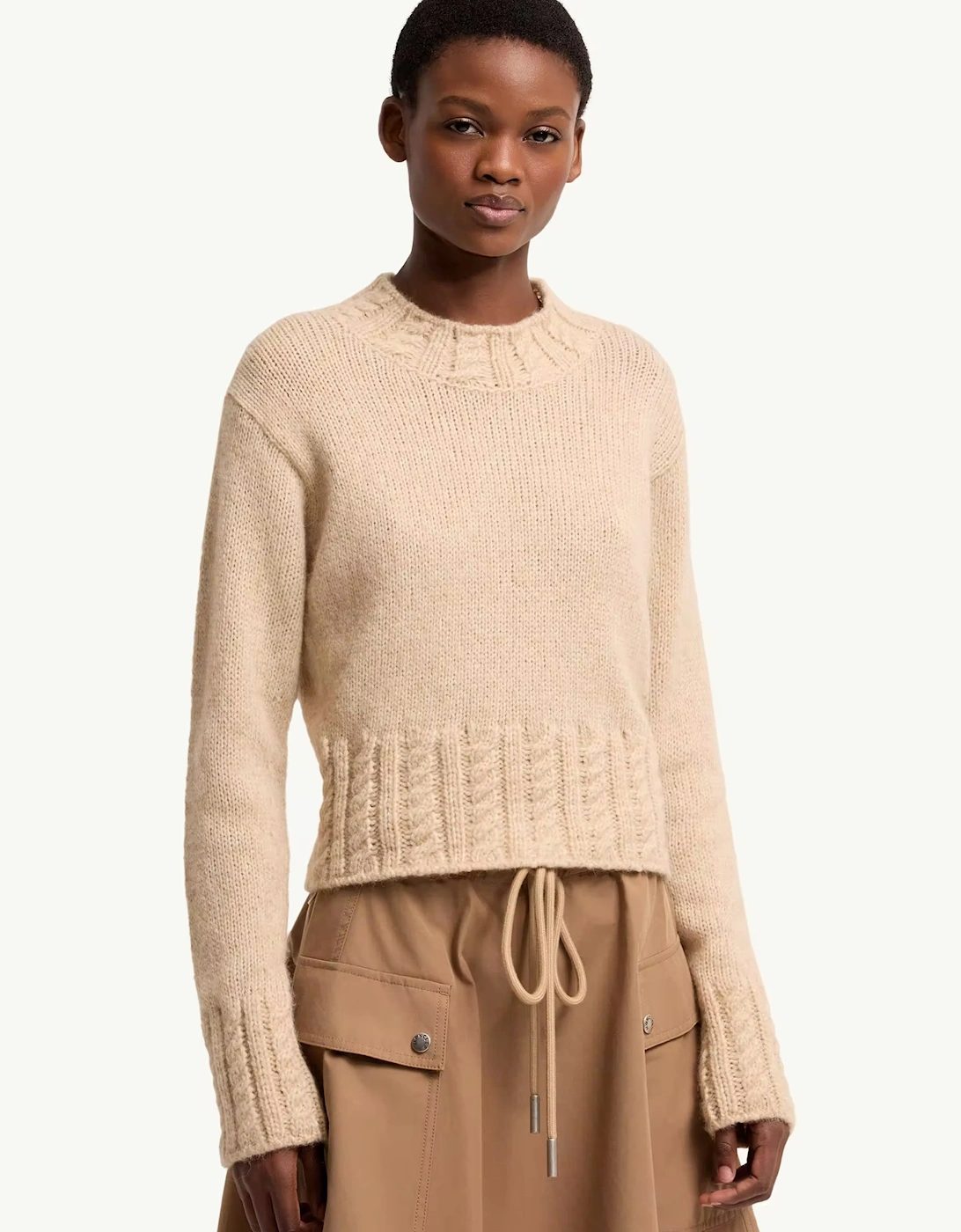 Womens Crewneck Sweater Beige