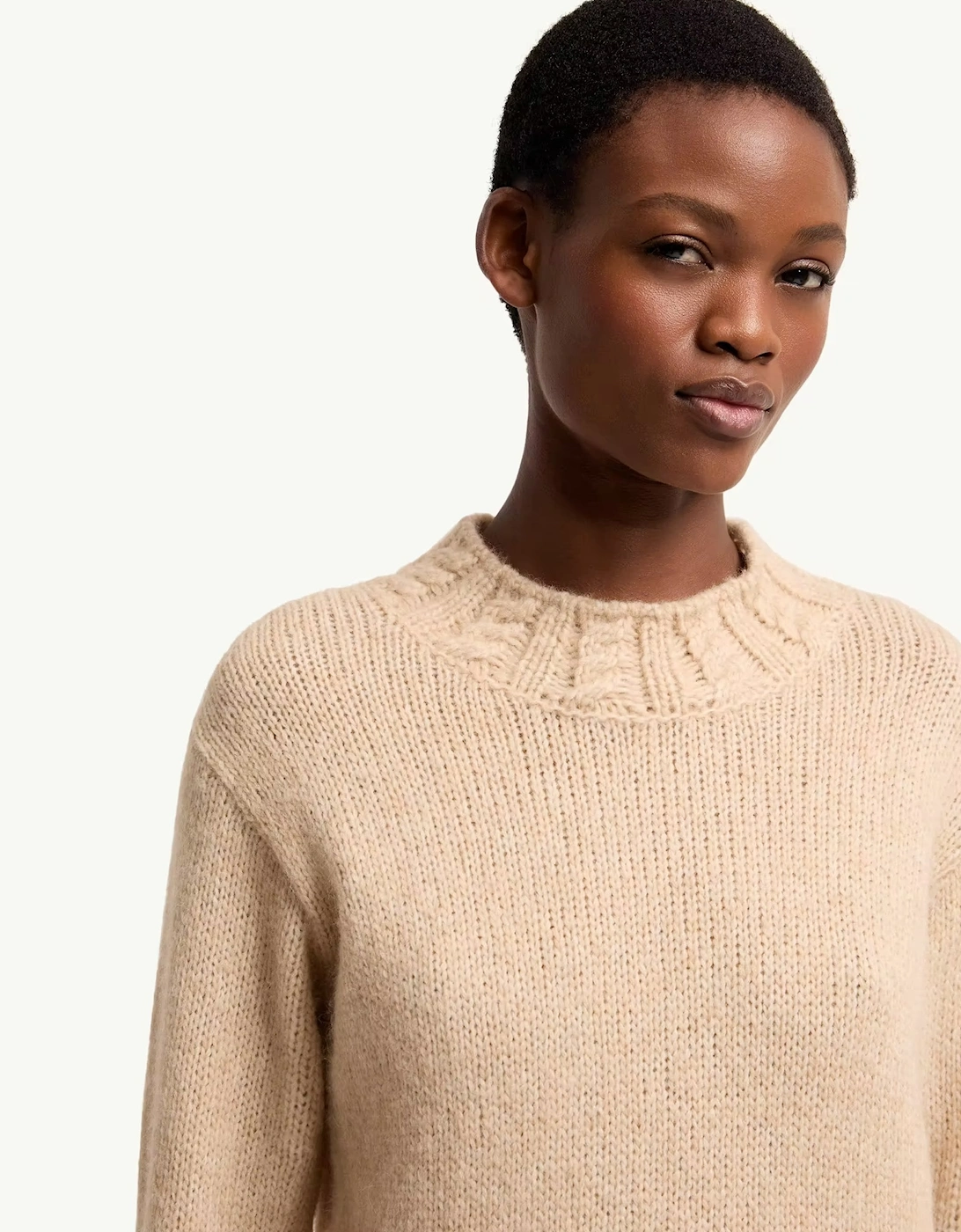 Womens Crewneck Sweater Beige