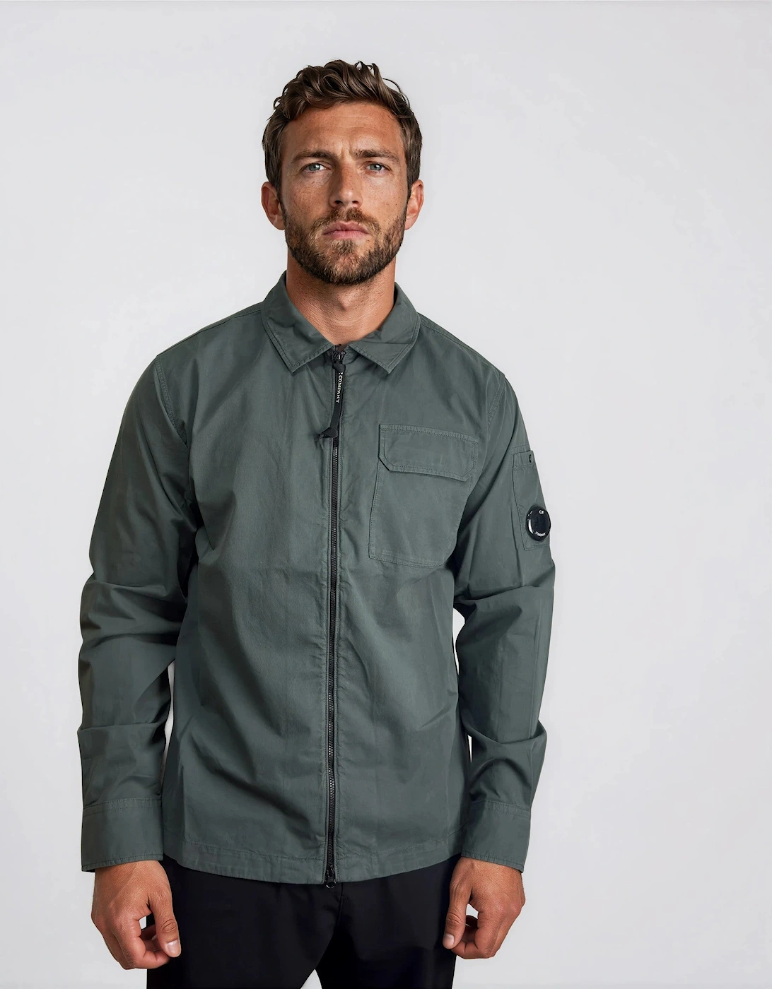 CP Company Lens Zip-Up Overshirt Dark Shadow