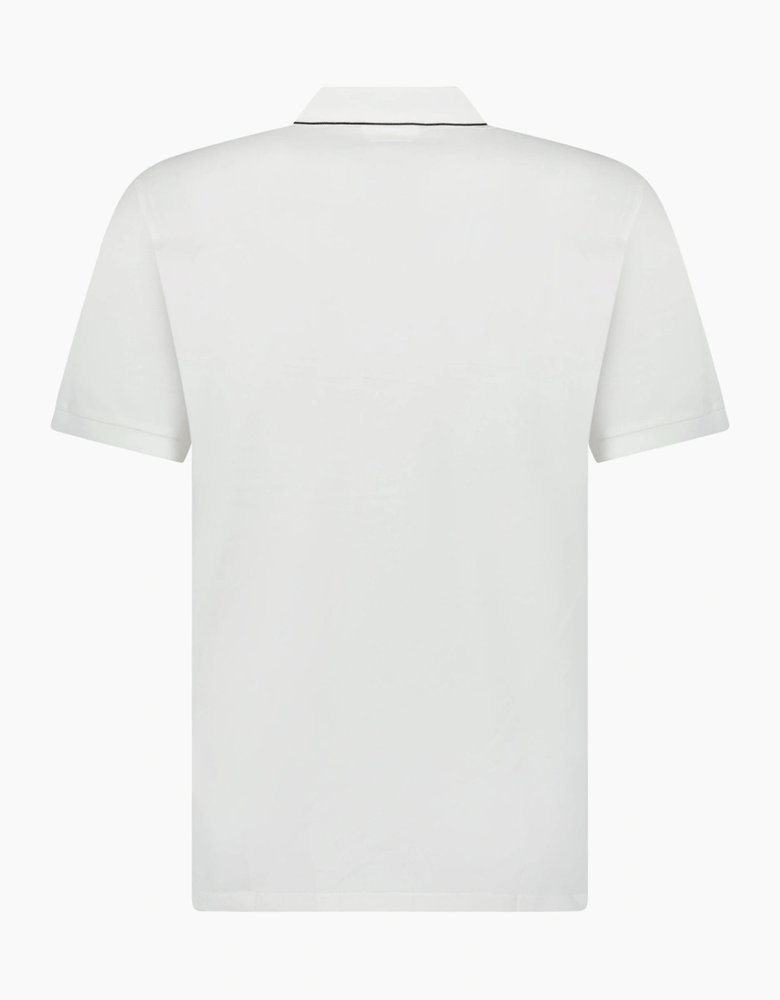 CP Company Stretch Piquet Striped Collar Polo Shirt White