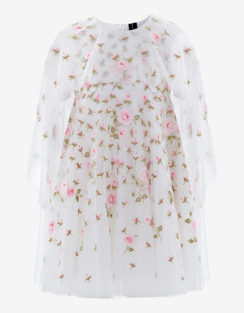 Needle & Thread Girls Rose Bloom Cape Dress in White