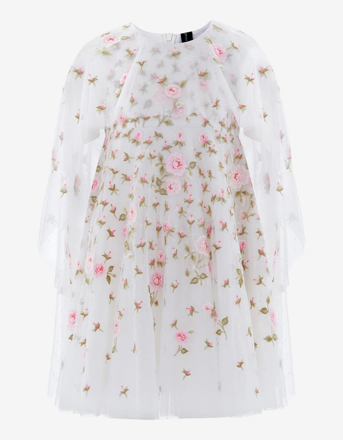 Needle & Thread Girls Rose Bloom Cape Dress in White