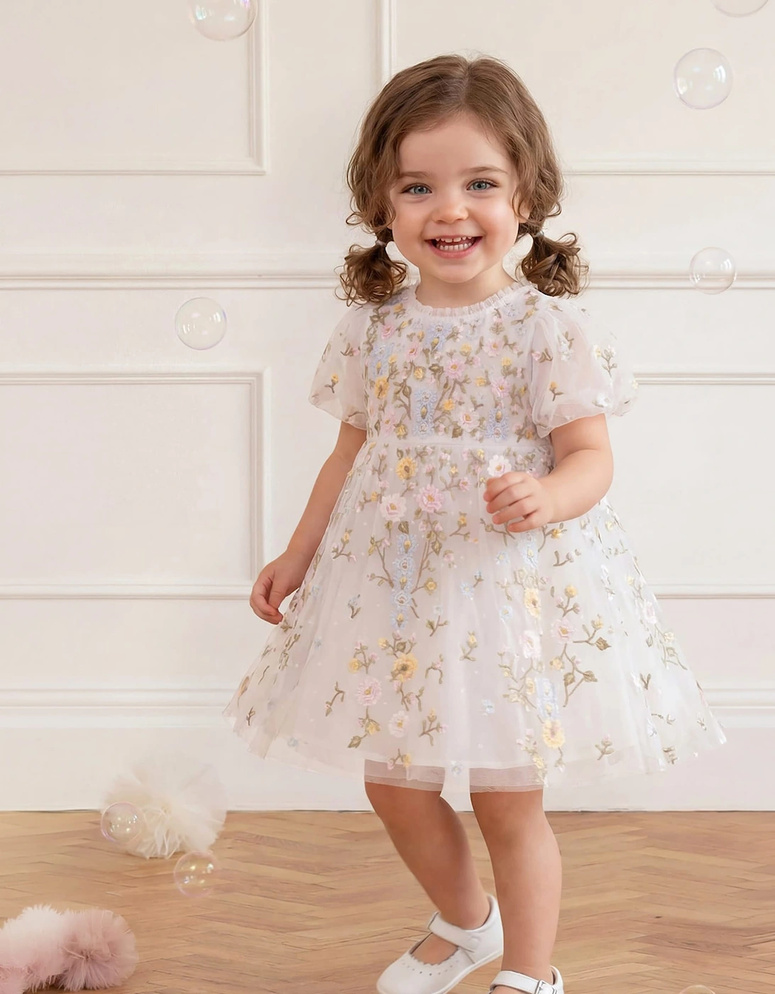 Needle & Thread Baby Girls Garden Rose Dress in White