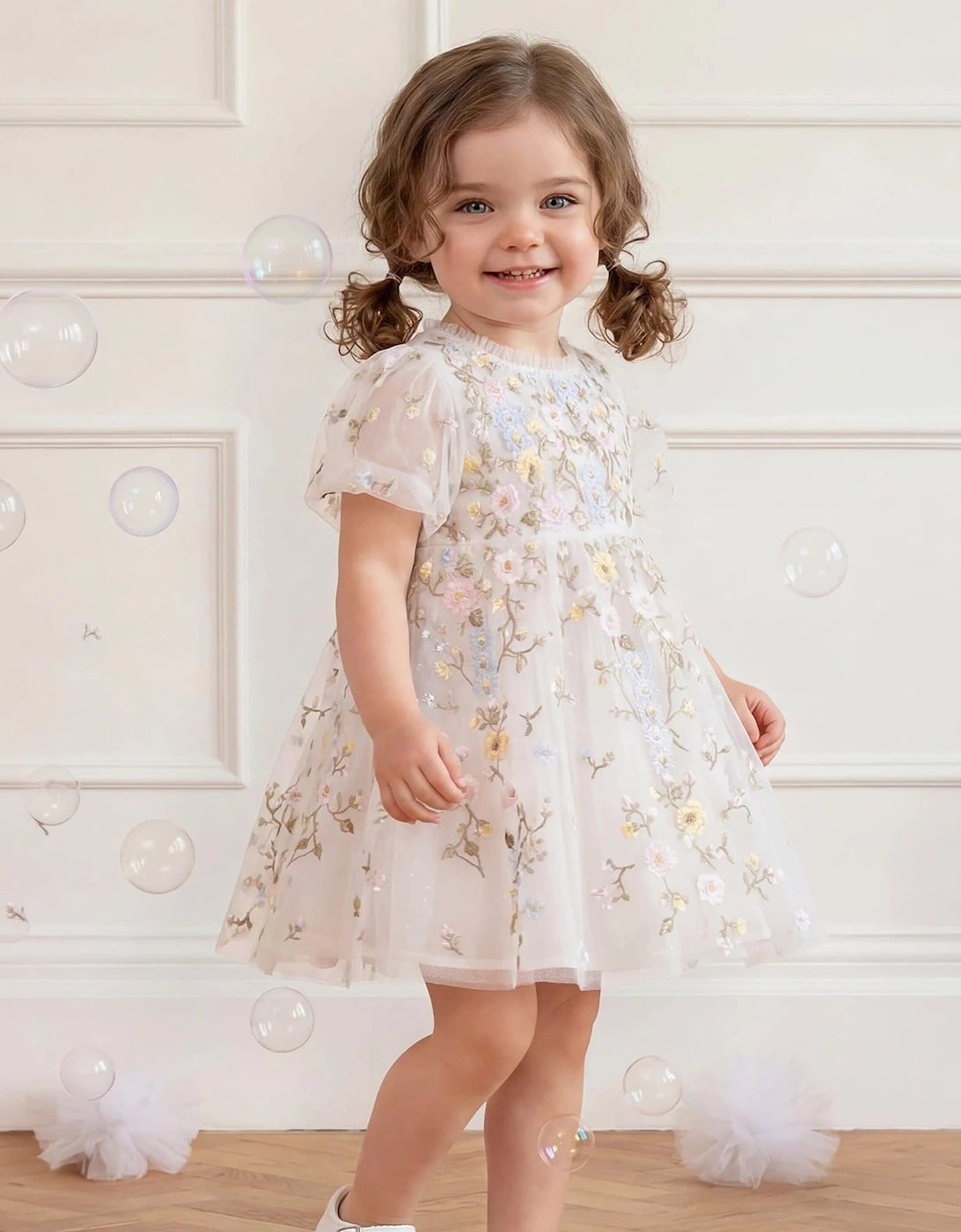 Needle & Thread Baby Girls Garden Rose Dress in White