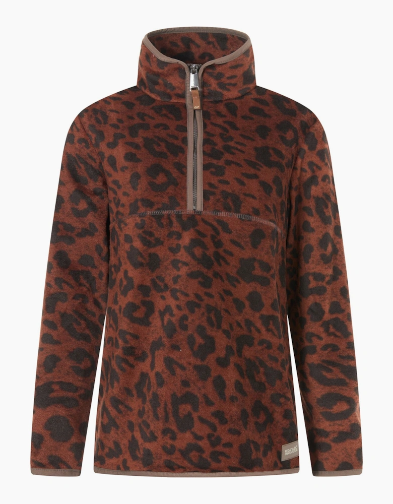 Regatta Womens/Ladies Frankie Leopard Print Borg Half Zip Fleece
