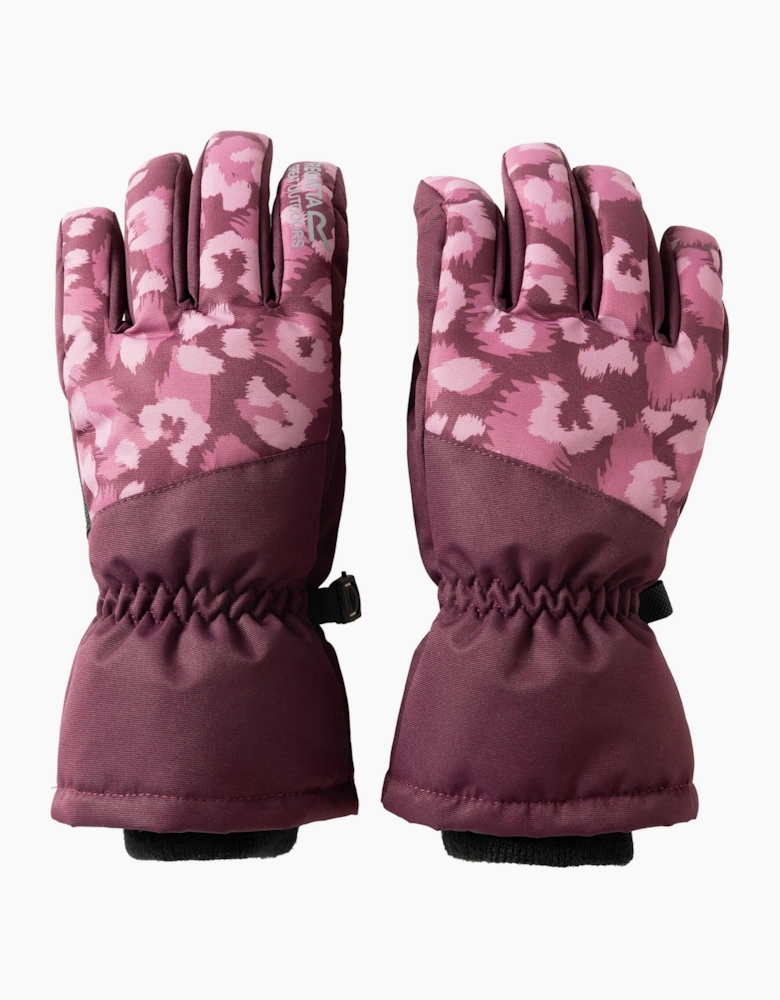 Regatta Childrens/Kids Arlie Waterproof Leopard Ski Gloves