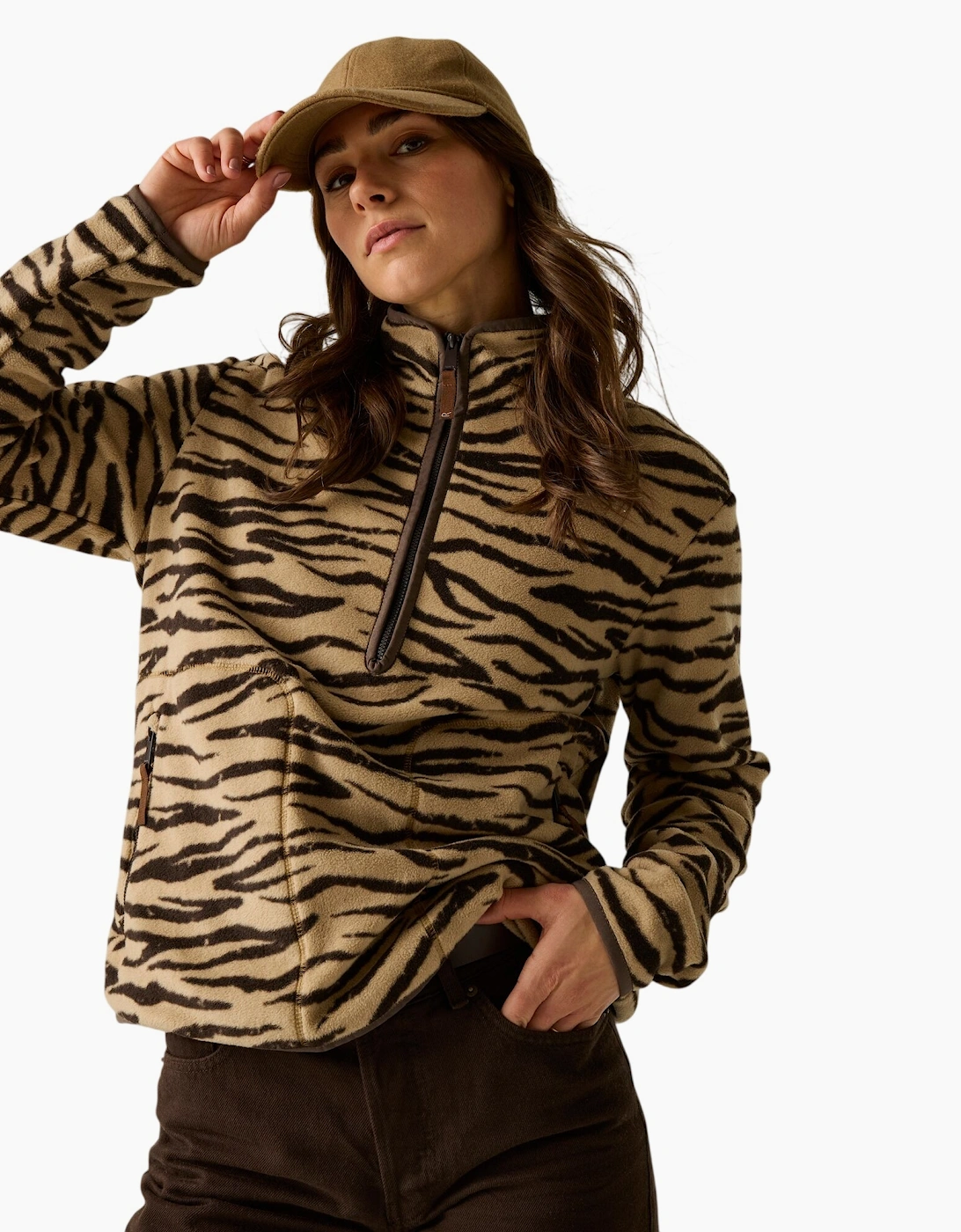 Regatta Womens/Ladies Frankie Zebra Print Half Zip Fleece Top