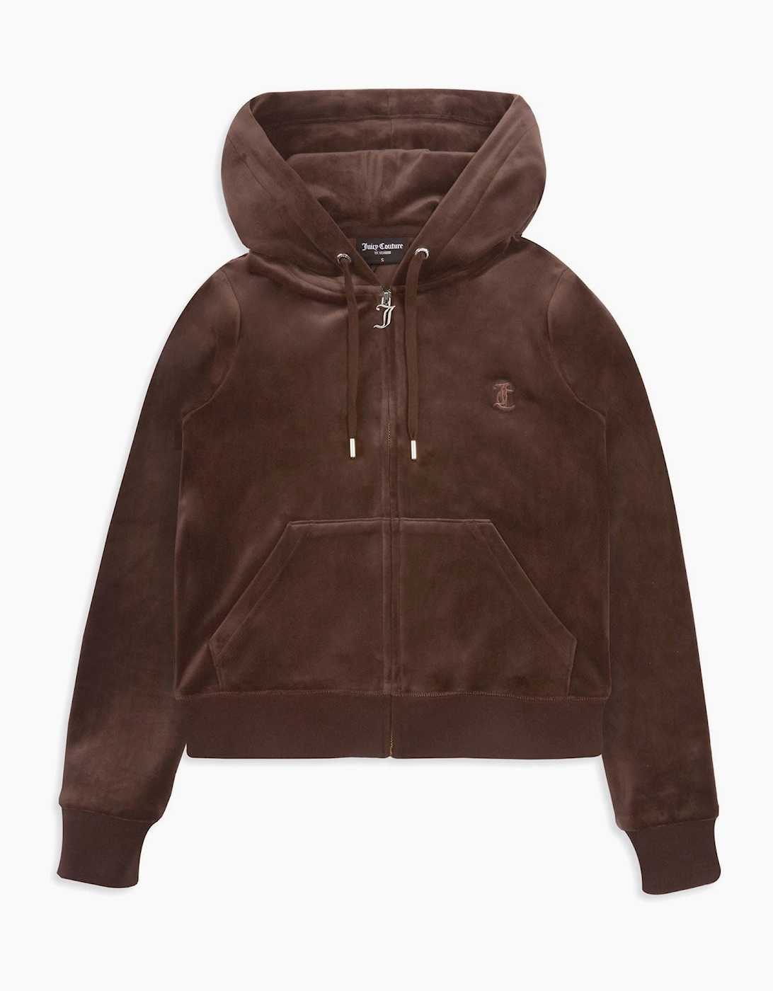 Juicy Couture Robertson Classic Jacket Polyester Women's Brown Hooded Sweatshirt