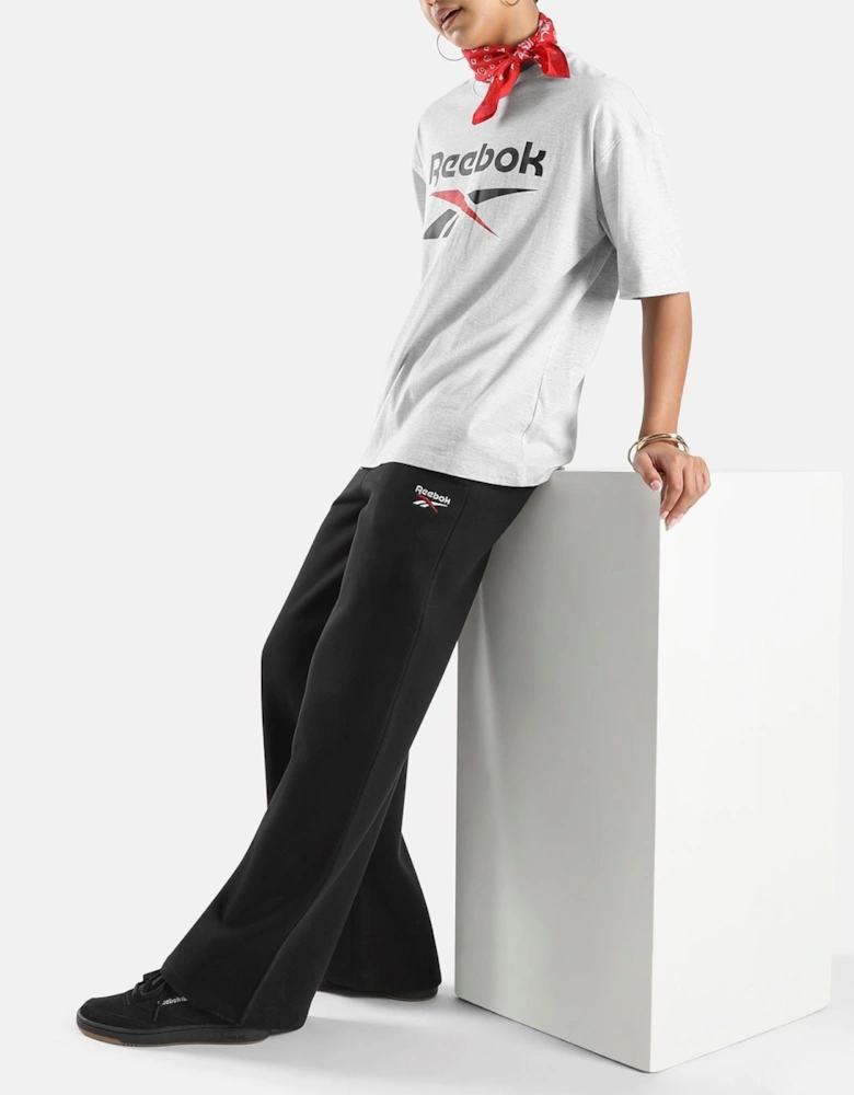 Reebok ID 2-Col Logo Wide Leg Pants Cotton Women's Black Sweatpants