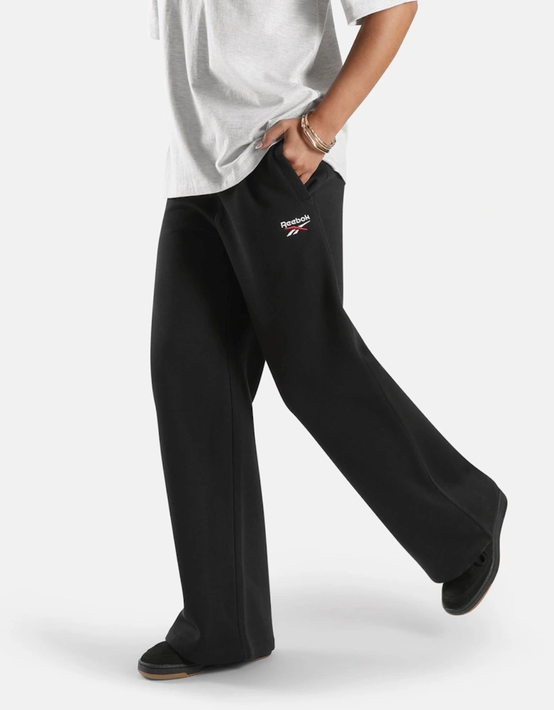 Reebok ID 2-Col Logo Wide Leg Pants Cotton Women's Black Sweatpants