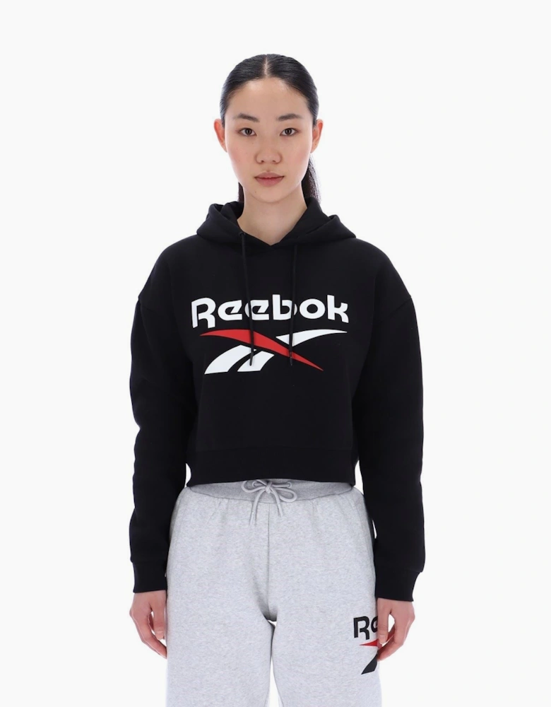 Reebok Avery Oversized Cropped Hoody Cotton Women's Black Hooded Sweatshirt