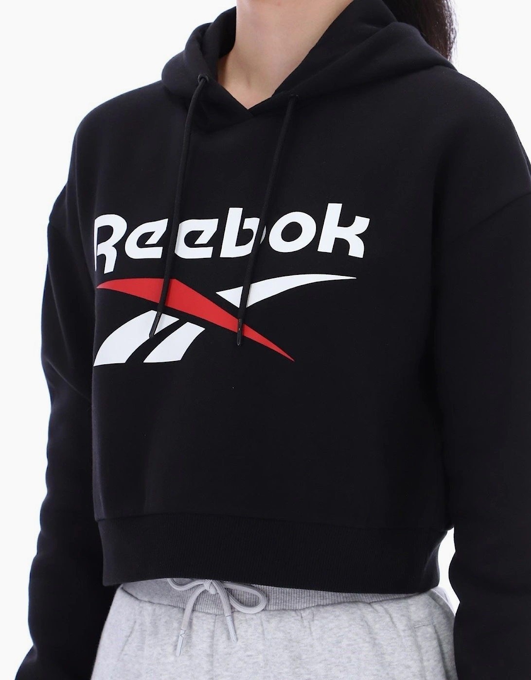 Reebok Avery Oversized Cropped Hoody Cotton Women's Black Hooded Sweatshirt
