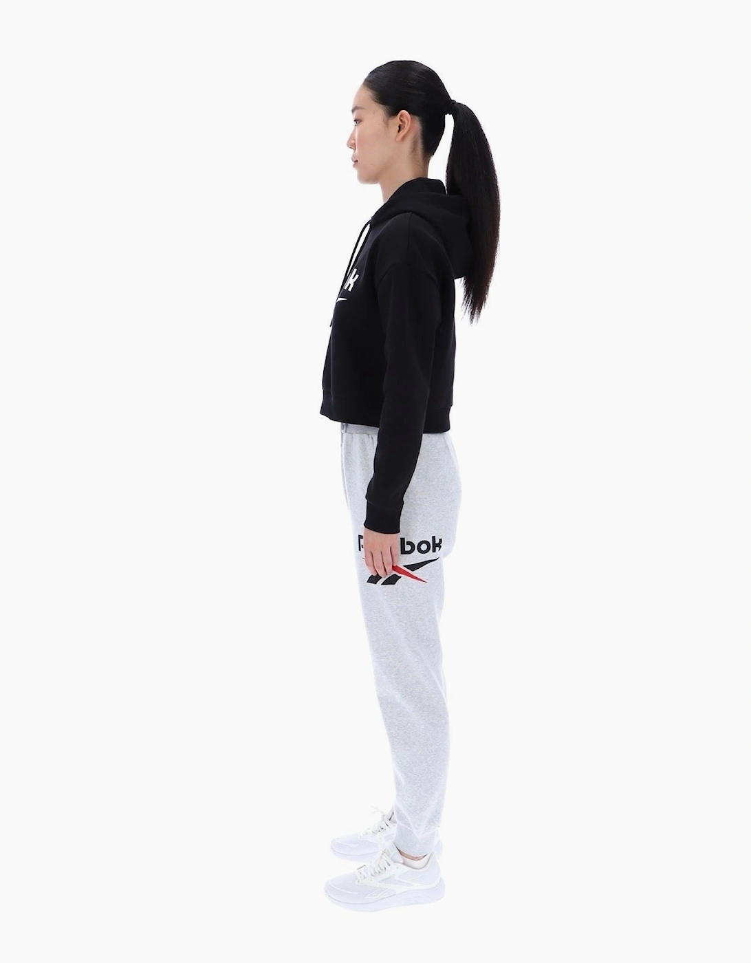 Reebok Avery Oversized Cropped Hoody Cotton Women's Black Hooded Sweatshirt