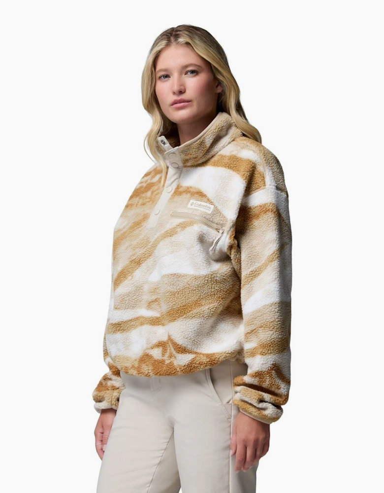 Columbia Helvetia II Printed Cropped Half Snap Polyester Women's Beige Fleece Pullover