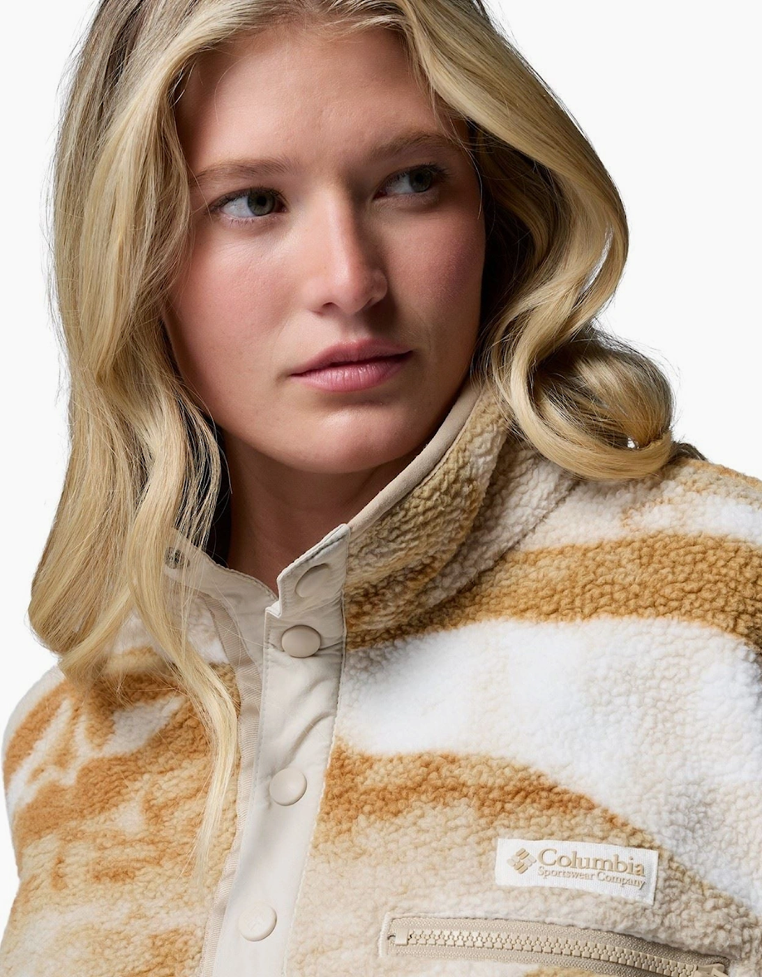 Columbia Helvetia II Printed Cropped Half Snap Polyester Women's Beige Fleece Pullover