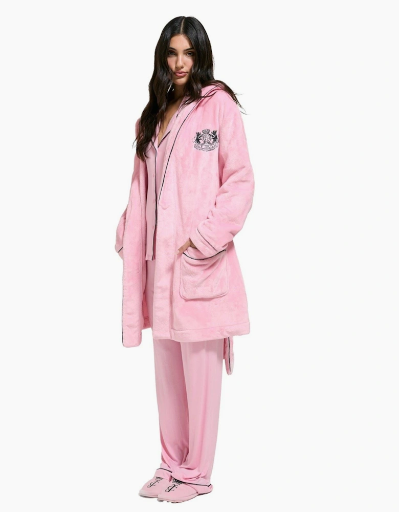 Juicy Couture Crest Robe Polyester Women's Pink Loungewear Robe