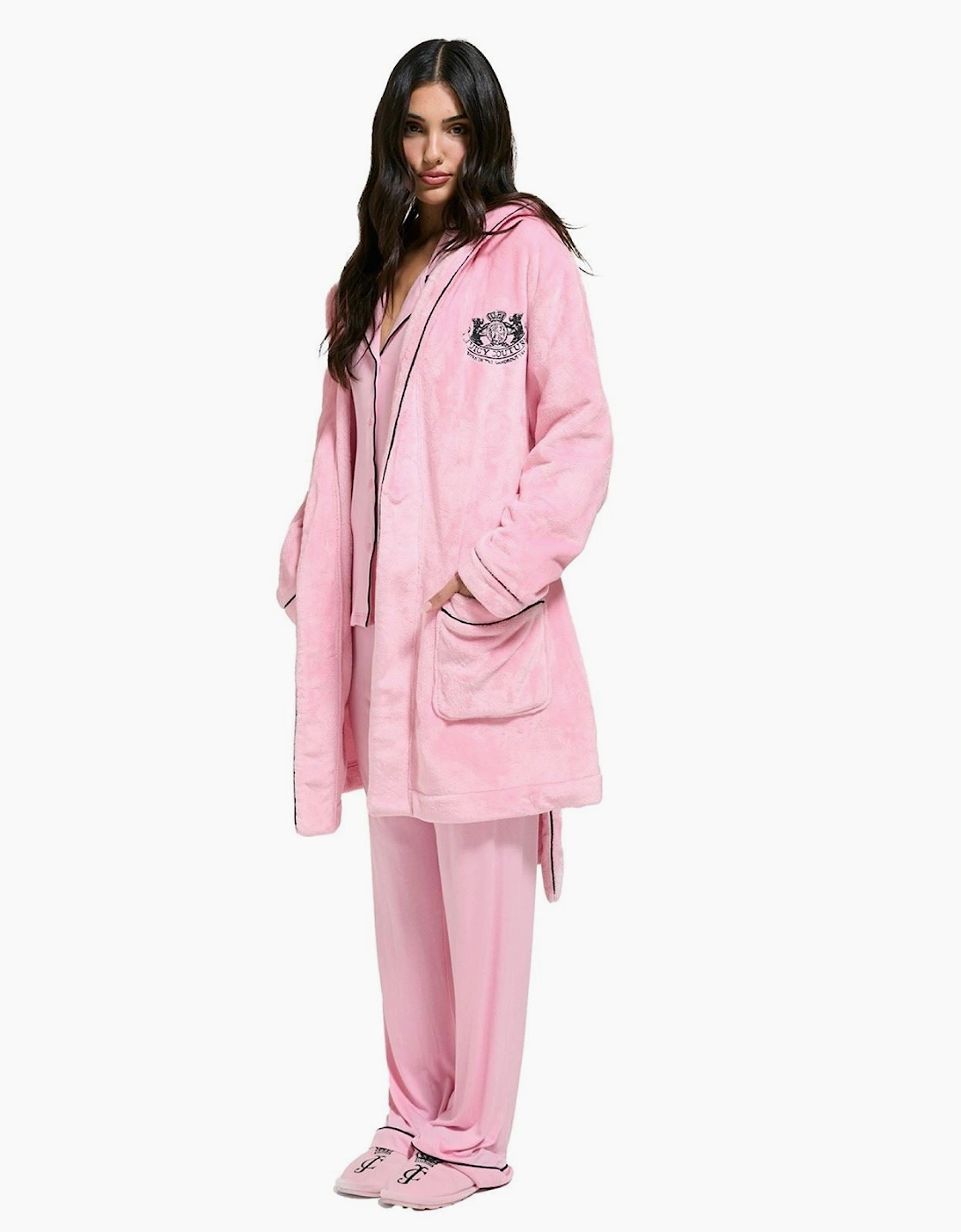 Juicy Couture Crest Robe Polyester Women's Pink Loungewear Robe