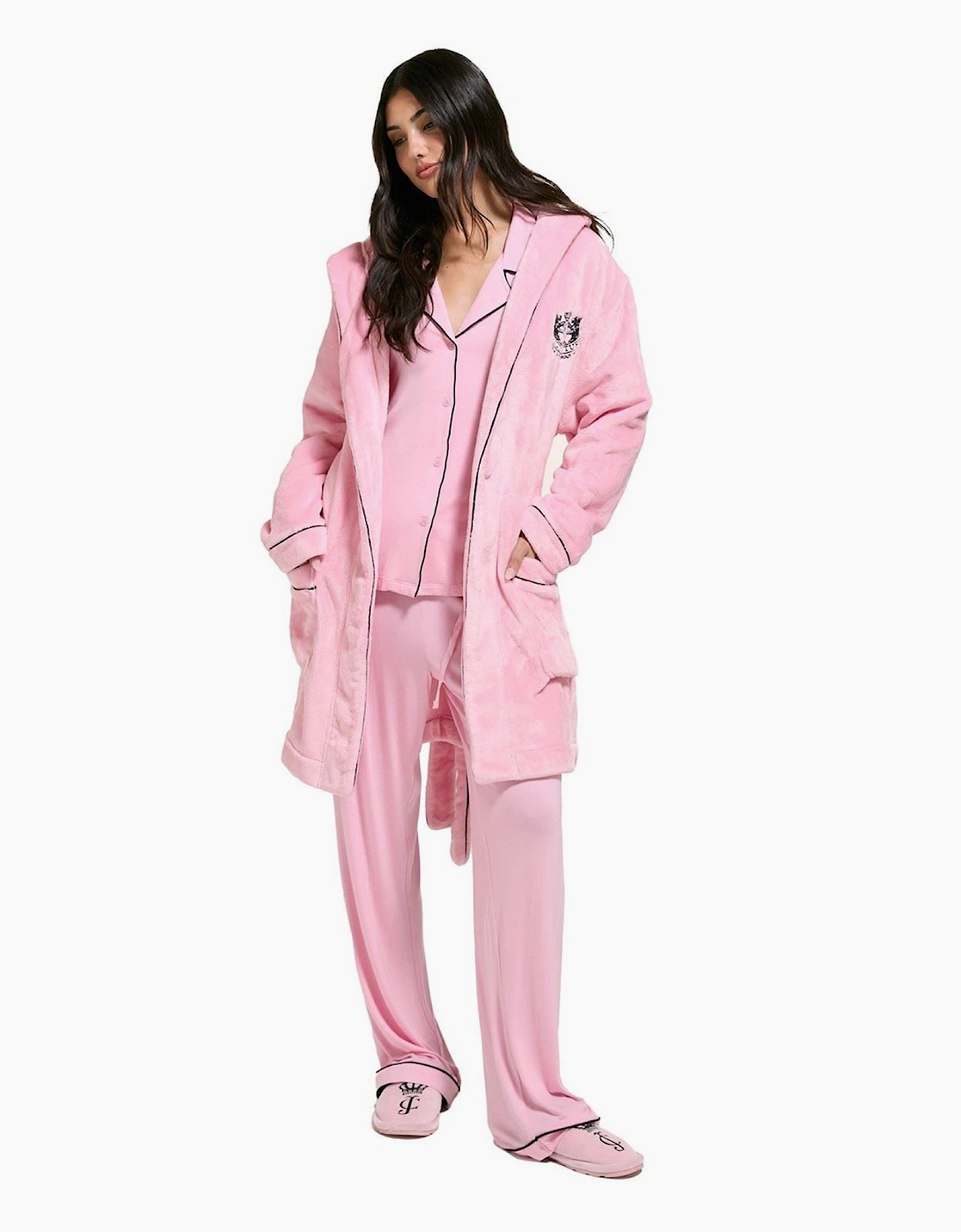Juicy Couture Crest Robe Polyester Women's Pink Loungewear Robe