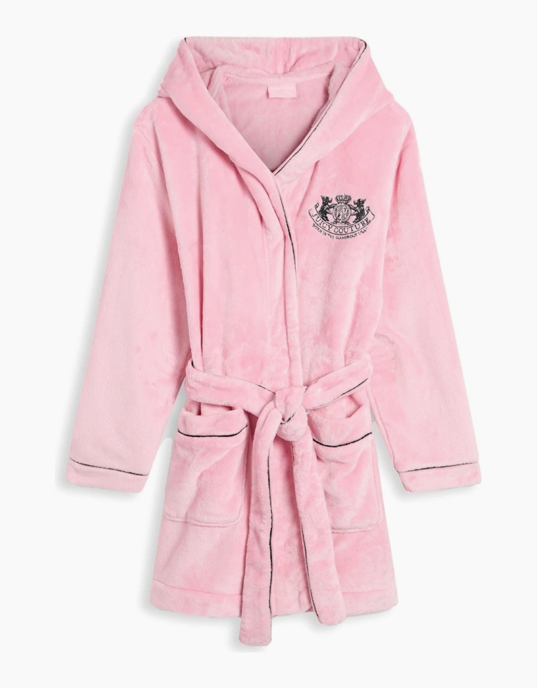 Juicy Couture Crest Robe Polyester Women's Pink Loungewear Robe