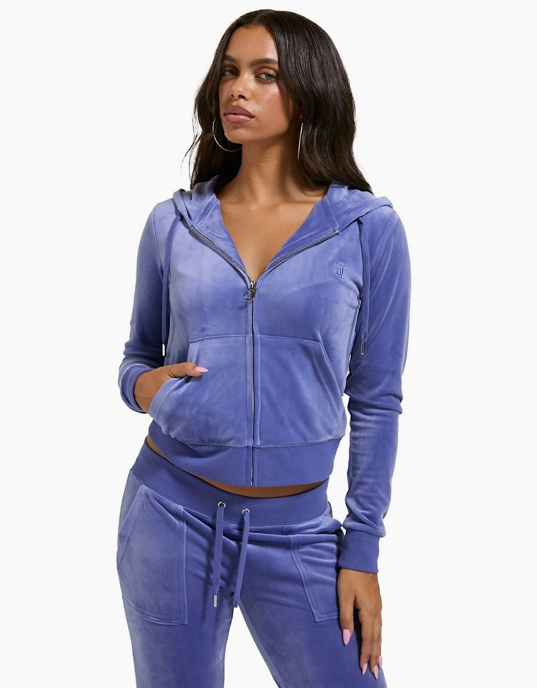 Juicy Couture Robertson Classic Jacket Polyester Women's Grey Hooded Sweatshirt