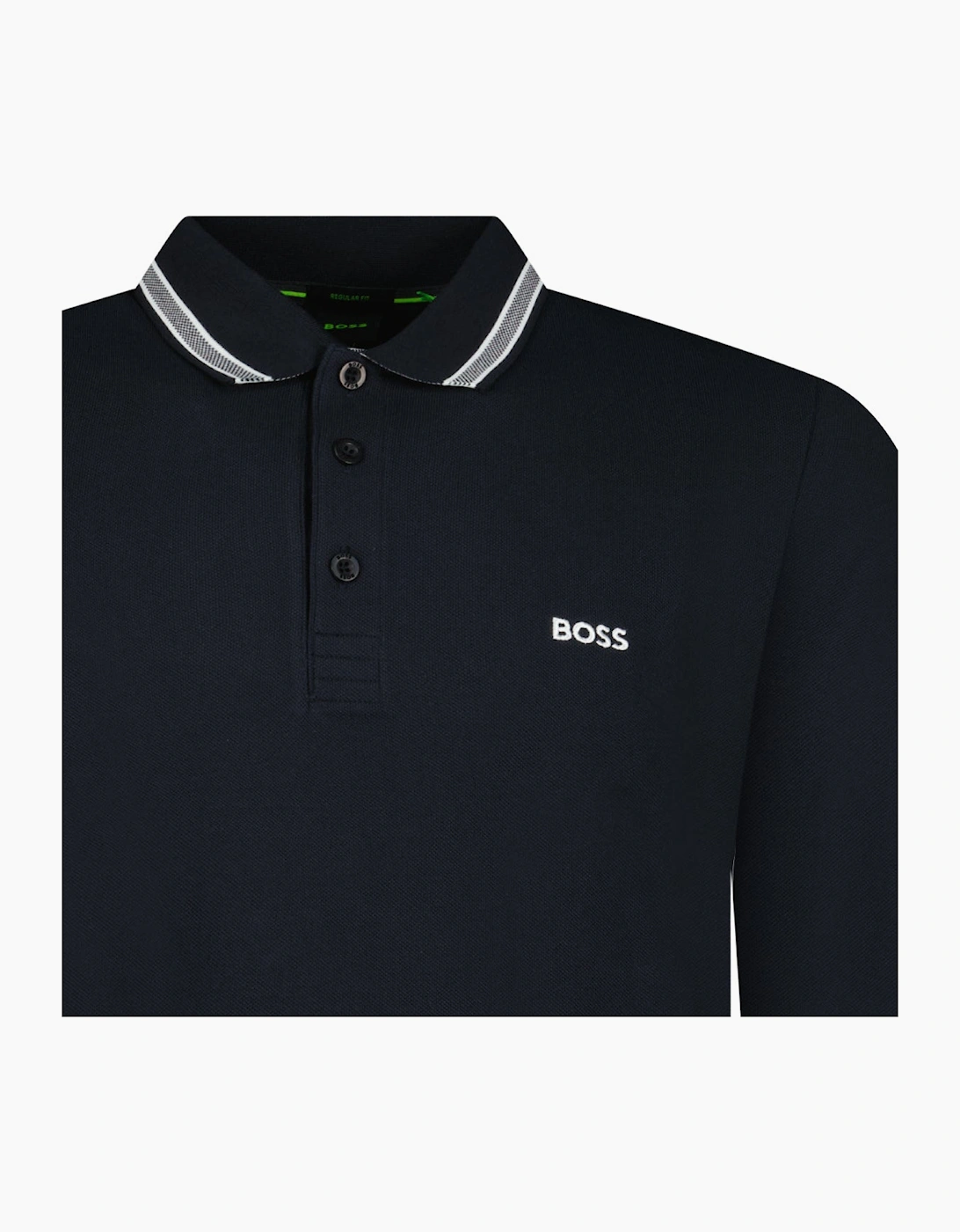 Boss Plisy Long Sleeve Polo Shirt in Dark Blue