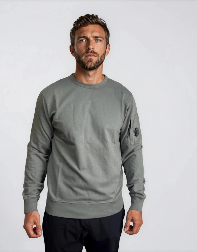 CP Company Light Fleece Crewneck Lens Sweatshirt in Gunmetal