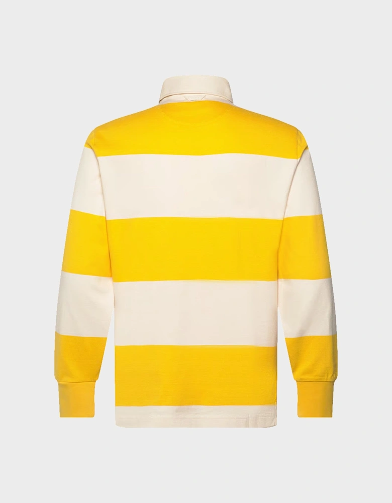 Logo Barstripe Rugger Long Sleeved Polo Daffodil Yellow