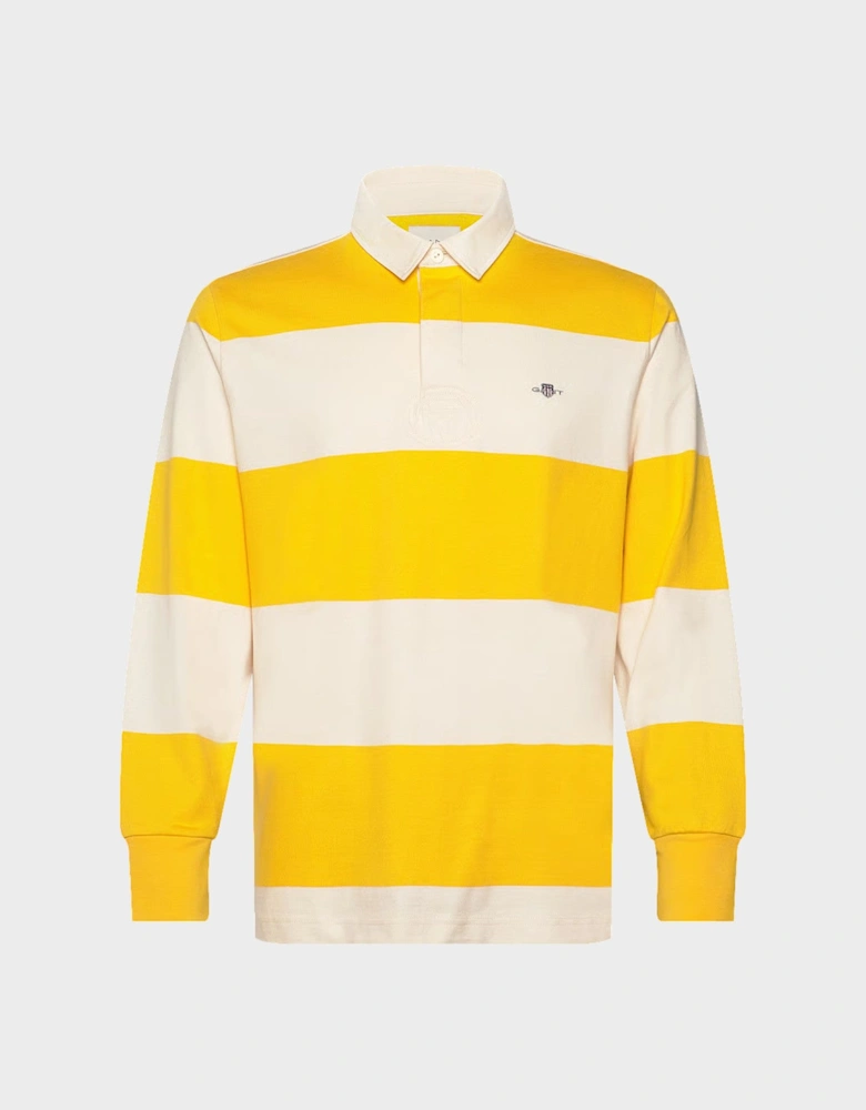 Logo Barstripe Rugger Long Sleeved Polo Daffodil Yellow