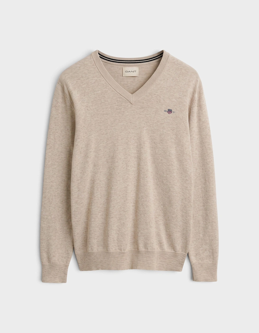 Classic Logo Cotton V-Neck Jumper Light Beige