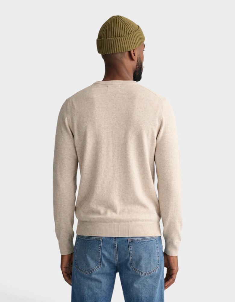 Classic Logo Cotton V-Neck Jumper Light Beige