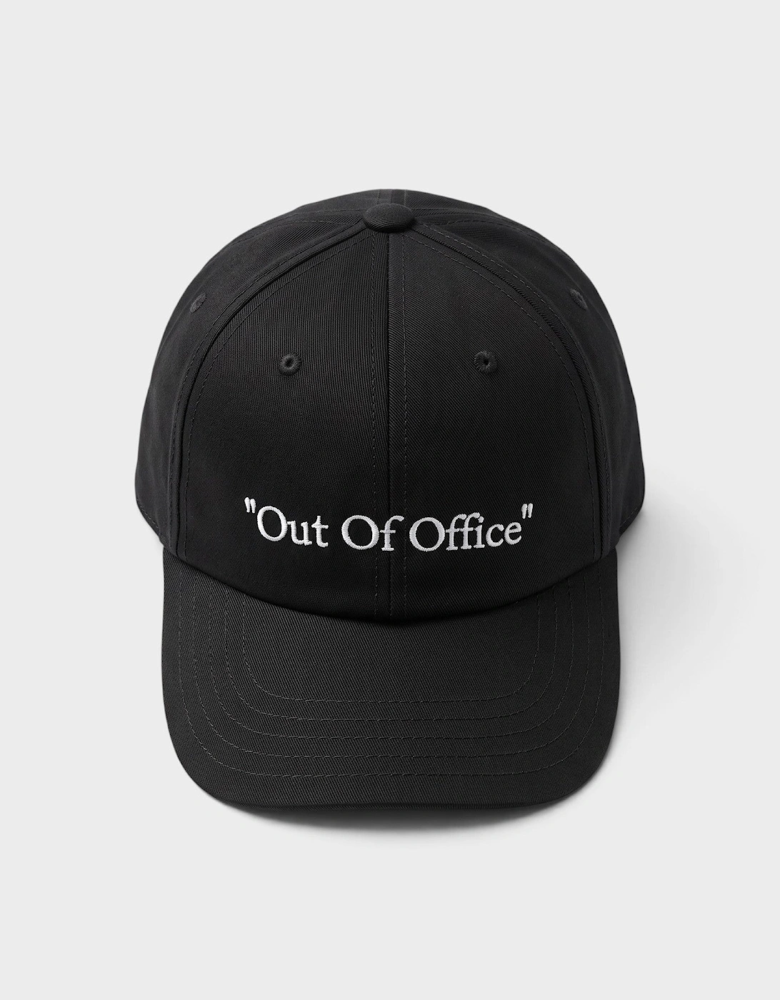 Embroidered "Out of Office" Baseball Cap Black White
