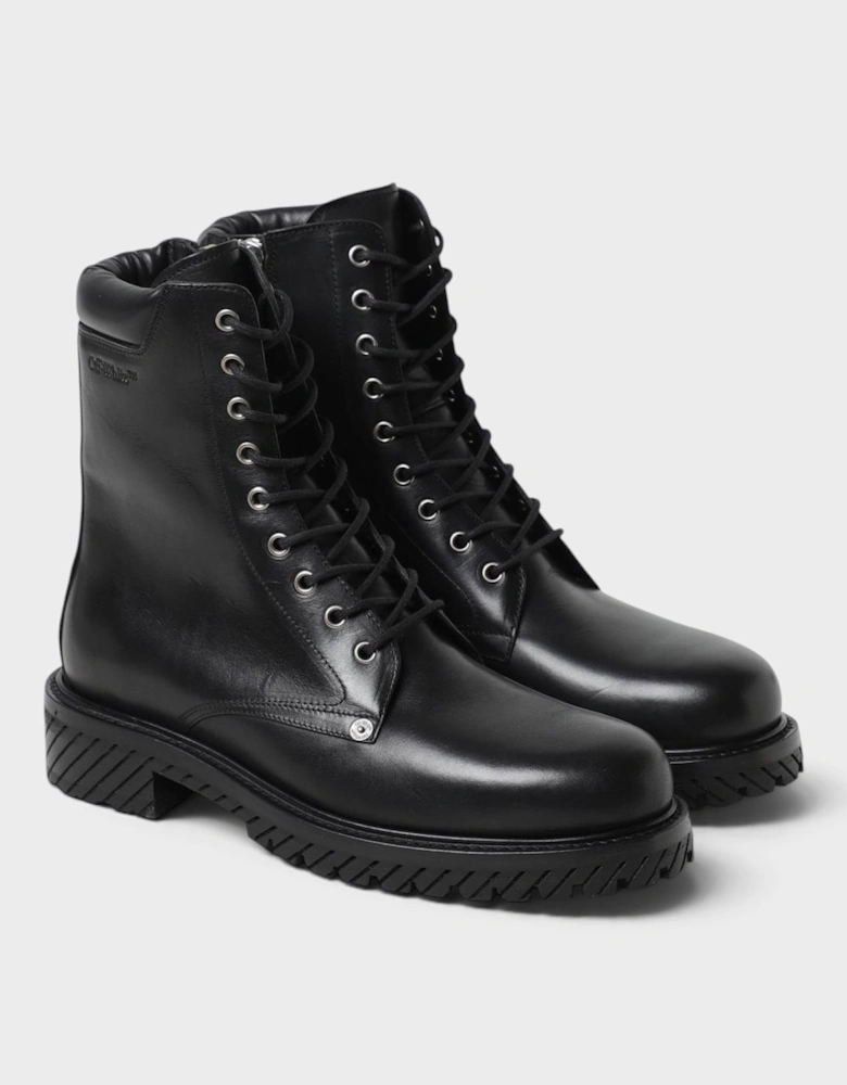 Diag Lace-Up Combat Boot Black