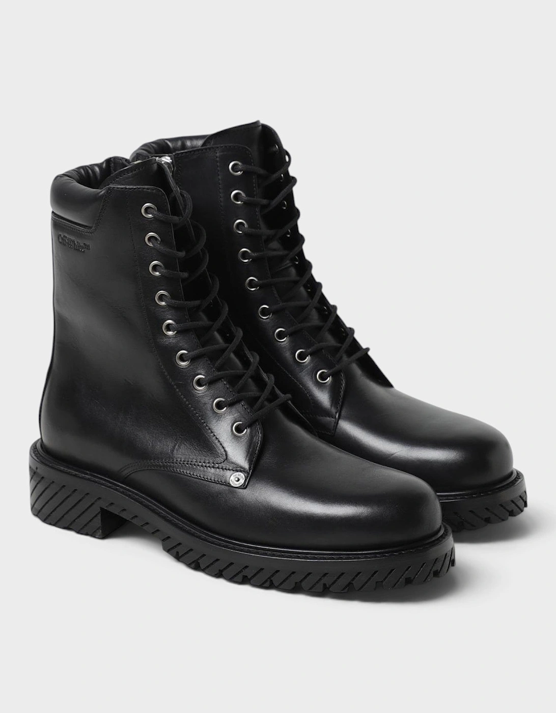 Diag Lace-Up Combat Boot Black
