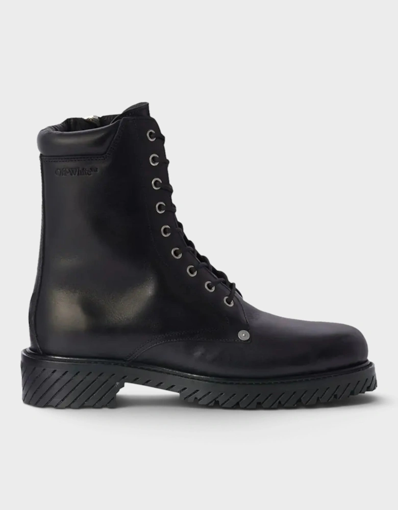 Diag Lace-Up Combat Boot Black